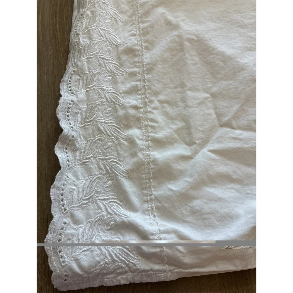 Europa Queen Sheet Set W/ Embroidered Eyelet Edge White READ DESCRIPTION